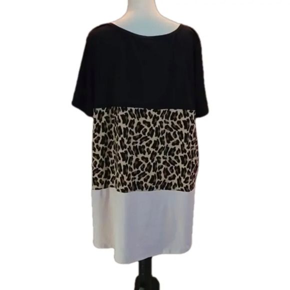 Simply Ruby Women's 2X Colorblock Top with Leopard Print - Picture 3 of 5